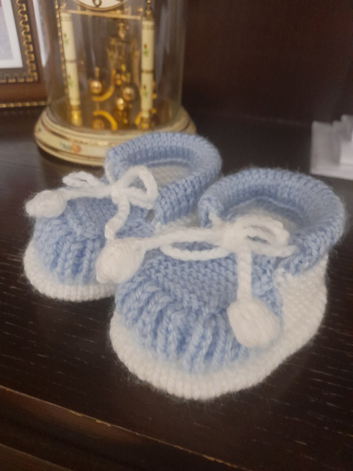 Mavi Örgü Bebek Patik - Görsel 3