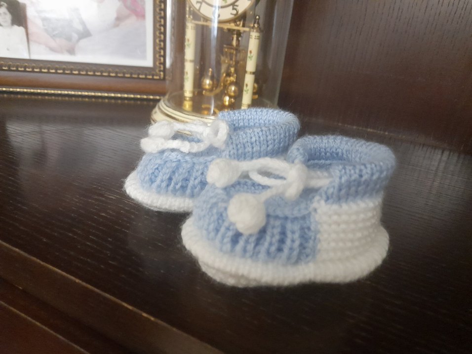 Mavi Örgü Bebek Patik - Görsel 2