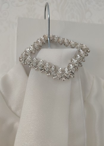 Uzun Kollu Beyaz A Kesim Abiye - Görsel 6