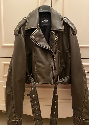 Zara Kemerli Deri Kadın Ceket - Görsel 3