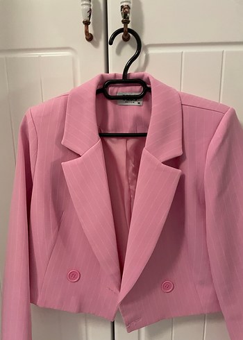 Pembe Mini Kadın Blazer Ceket - Görsel 3