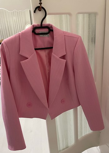 Pembe Mini Kadın Blazer Ceket - Görsel 2