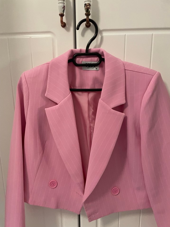 Pembe Mini Kadın Blazer Ceket - Görsel 3