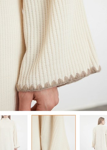 Trendyolmilla Krem Uzun Triko Elbise - Görsel 2