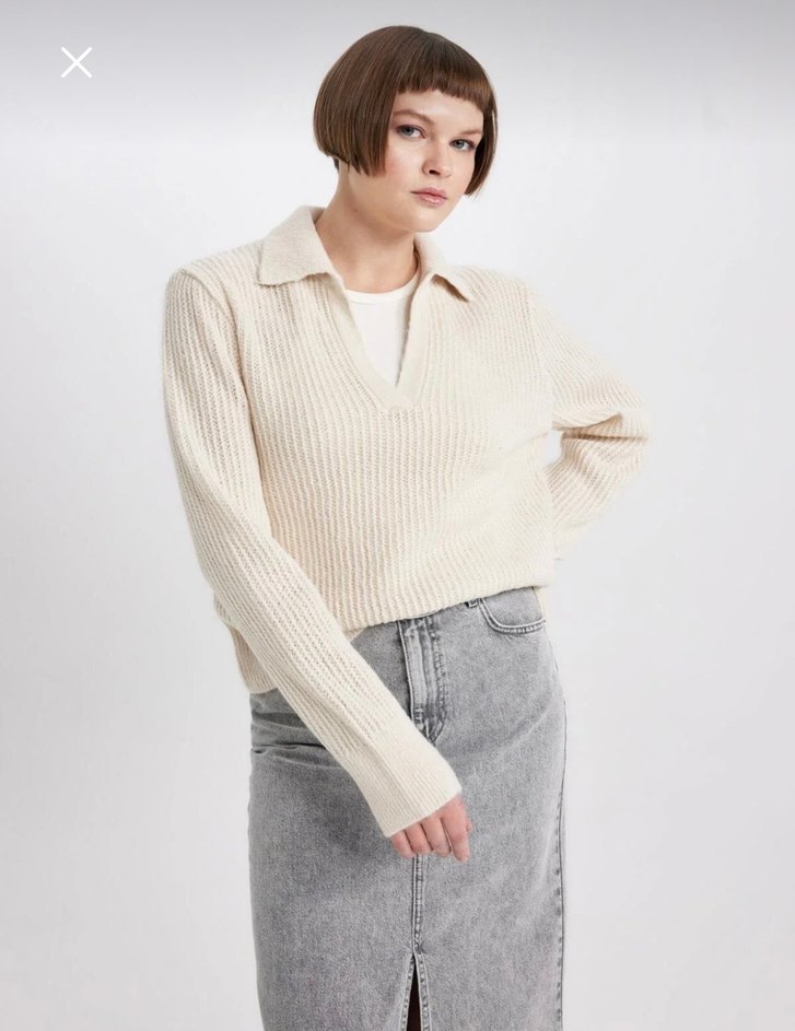 Kadın Krem Kazak - Görsel 2