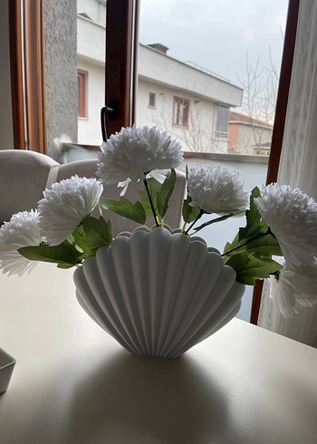 Beyaz Deniz Kabuğu Desenli Vazo - Görsel 4