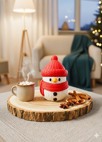 Örgü dokulu dekoratif kardan adam figürü - Görsel 2