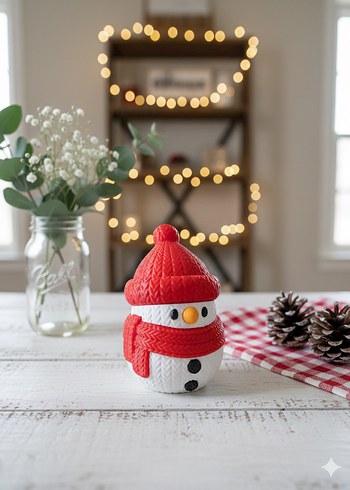 Örgü dokulu dekoratif kardan adam figürü - Görsel 3