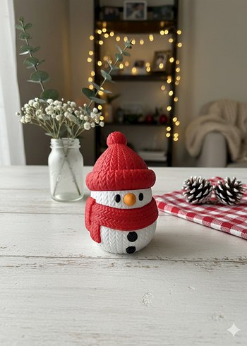 Örgü dokulu dekoratif kardan adam figürü - Görsel 4