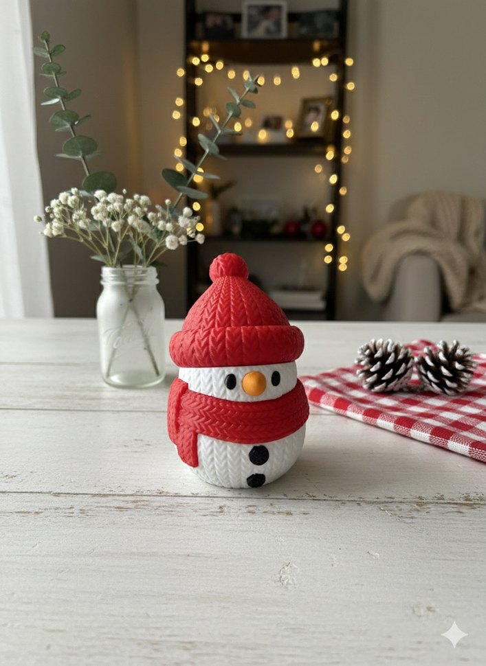 Örgü dokulu dekoratif kardan adam figürü - Görsel 4