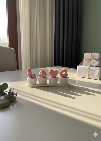 Pembe Pastel Dekoratif Kaktüs Seti - Görsel 4