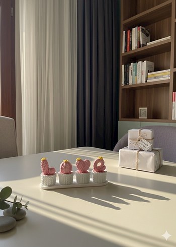 Pembe Pastel Dekoratif Kaktüs Seti - Görsel 2