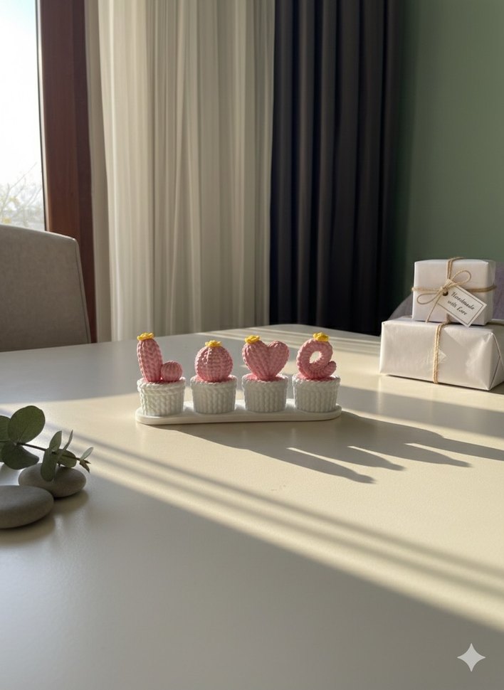 Pembe Pastel Dekoratif Kaktüs Seti - Görsel 4