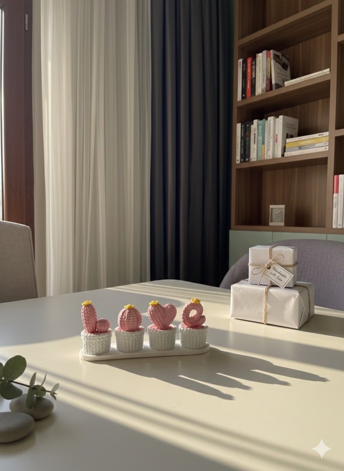 Pembe Pastel Dekoratif Kaktüs Seti - Görsel 3