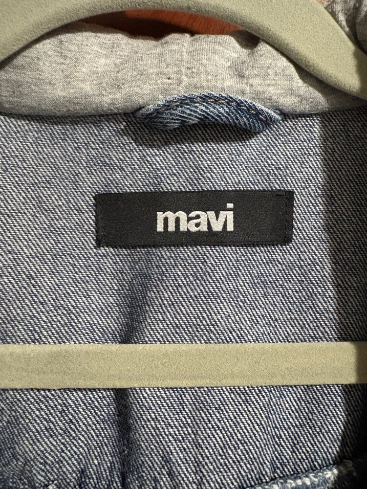 Gri Kapüşonlu Mavi Kot Denim Ceket - Görsel 2