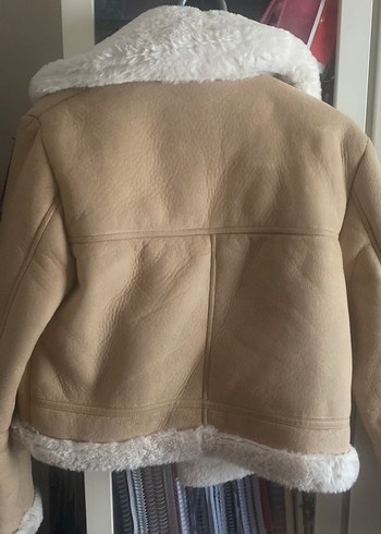 Bej Süet Kürklü Kadın Kışlık Ceket - Görsel 2