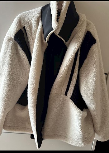 Beyaz Siyah Kontrastlı Yumuşak Kadın Ceket - Görsel 3