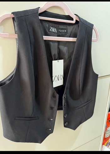 Siyah Mini Düğmeli Kadın Yelek - Görsel 3