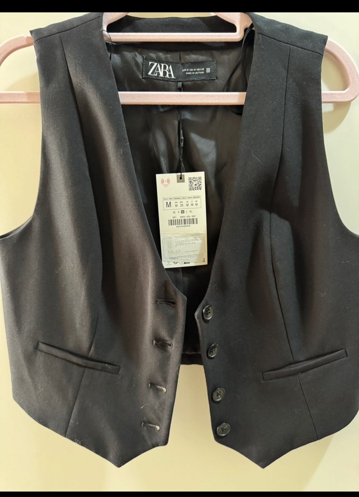 Siyah Mini Düğmeli Kadın Yelek - Görsel 2