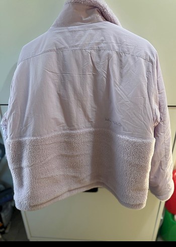 Pembe Kısa Adidas Peluş Kadın Kış Ceketi - Görsel 2