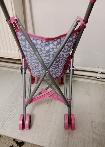 Pembe Kalp Desenli Bebek Arabası - Görsel 3