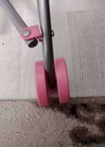 Pembe Kalp Desenli Bebek Arabası - Görsel 4