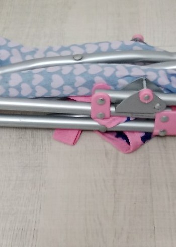 Pembe Kalp Desenli Bebek Arabası - Görsel 2