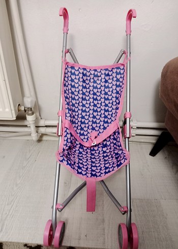 Pembe Kalp Desenli Bebek Arabası - Görsel 5