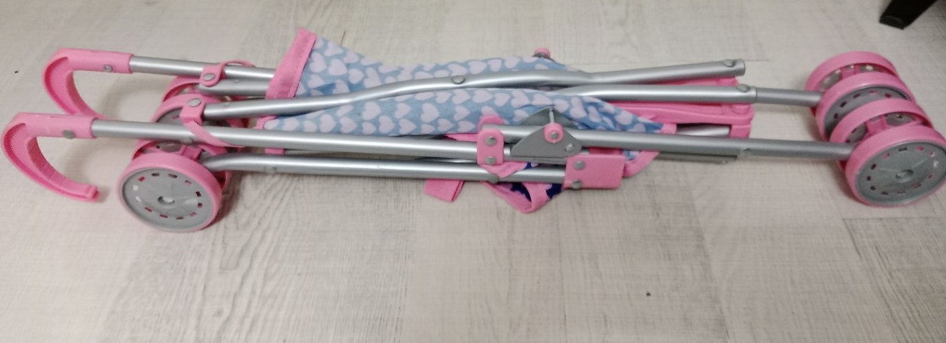 Pembe Kalp Desenli Bebek Arabası - Görsel 2