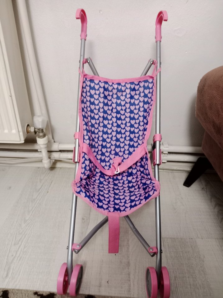 Pembe Kalp Desenli Bebek Arabası - Görsel 5