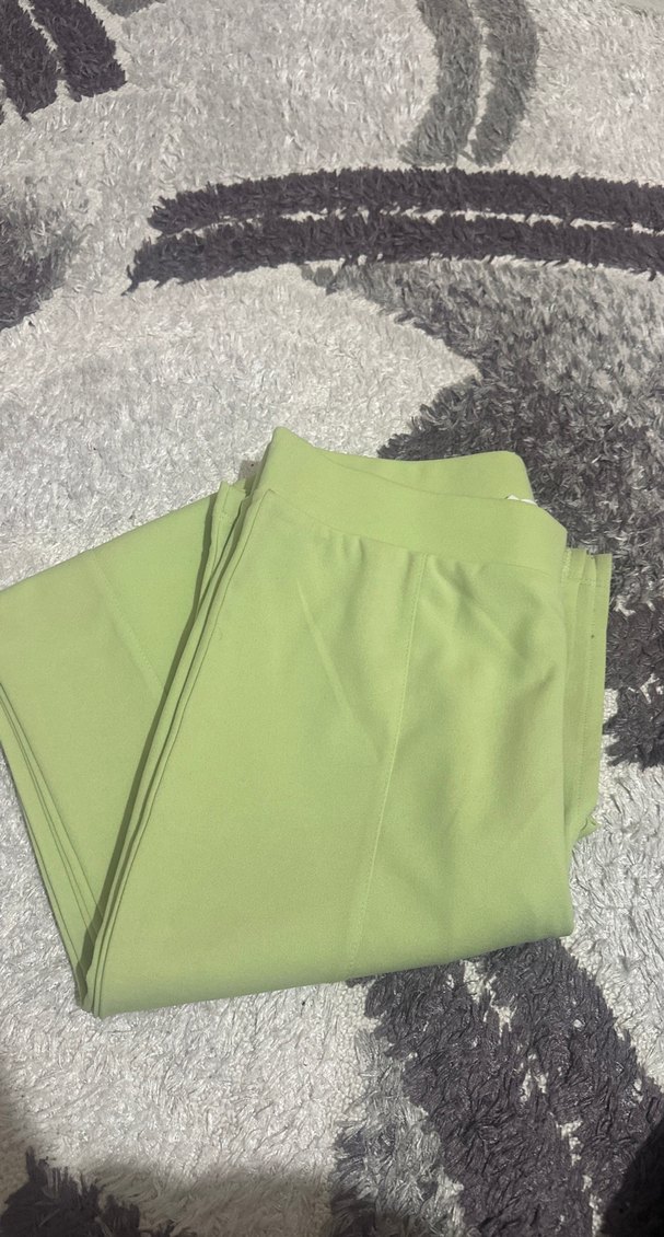 Kadın Pastel Yeşil Kumaş Pantolon - Görsel 4