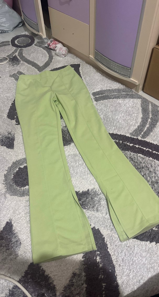 Kadın Pastel Yeşil Kumaş Pantolon - Görsel 3