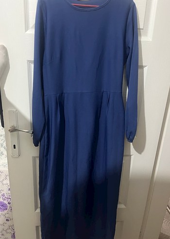 Uzun Kollu Mavi Salaş Elbise - Görsel 2