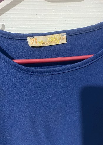 Uzun Kollu Mavi Salaş Elbise - Görsel 5