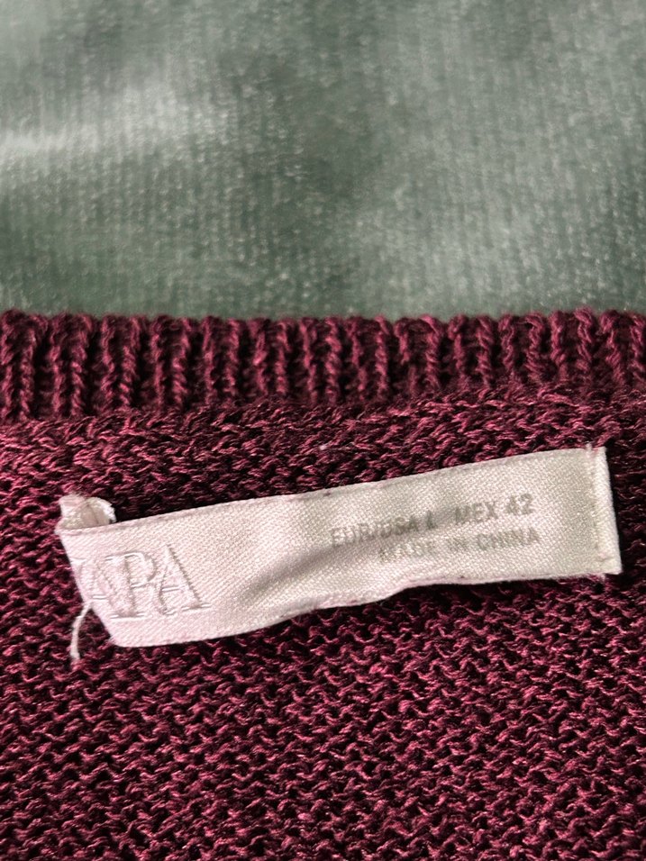 Bordo Uzun Kollu Triko Kazak - Görsel 2