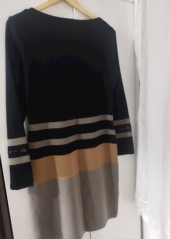 Uzun Kollu Gri Midi Kadın Elbise - Görsel 2