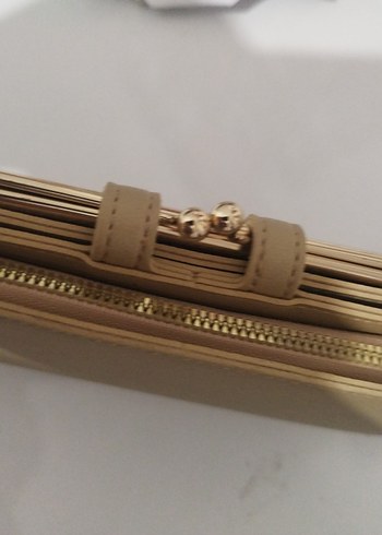 Bej Deri Kadın Portföy Cüzdan - Görsel 5