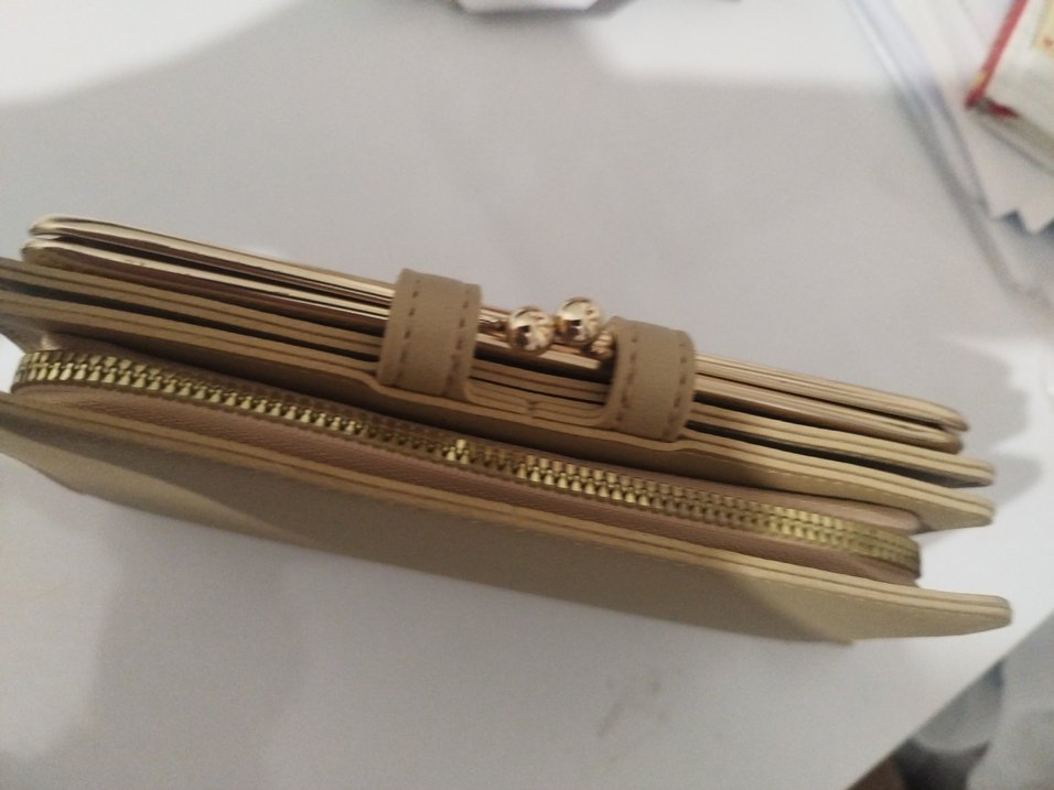 Bej Deri Kadın Portföy Cüzdan - Görsel 5