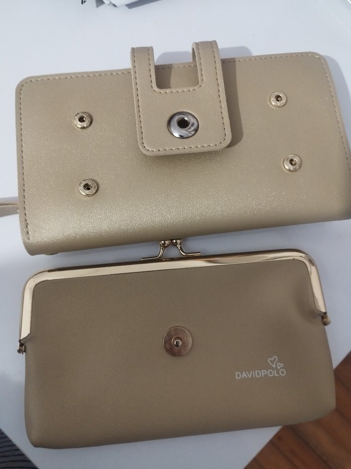 Bej Deri Kadın Portföy Cüzdan - Görsel 2