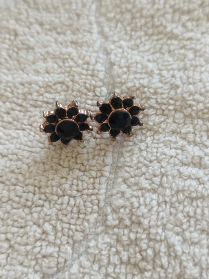 Bej Payetli Midi Çiçek Küpeler - Görsel 3