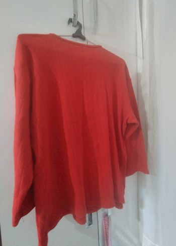 Rahat Kesim Kırmızı Kadın ev tişort - Görsel 2