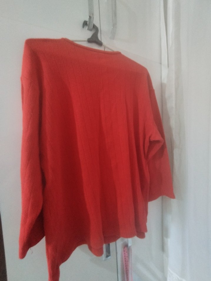 Rahat Kesim Kırmızı Kadın ev tişort - Görsel 2