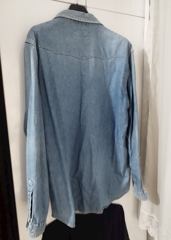 Mavi Denim Düğmeli Uzun Kollu Gömlek - Görsel 2