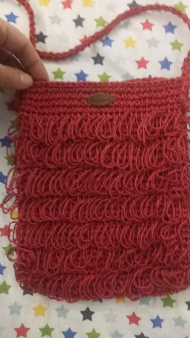 bordoı Örgü Bohem omuz Çantası - Görsel 2