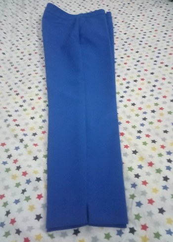 saç Mavi Kadın Kumaş Pantolon Velcro Detaylı - Görsel 4