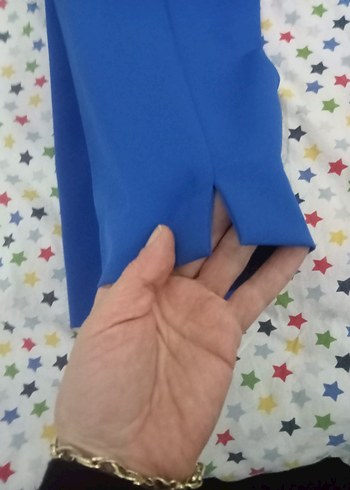 saç Mavi Kadın Kumaş Pantolon Velcro Detaylı - Görsel 5