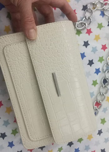 Krem Deri Kadın Çanta Fermuarlı - Görsel 2