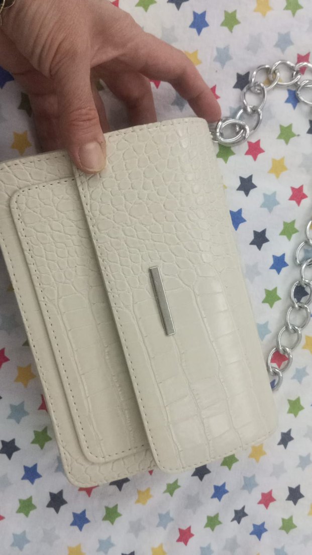 Krem Deri Kadın Çanta Fermuarlı - Görsel 2