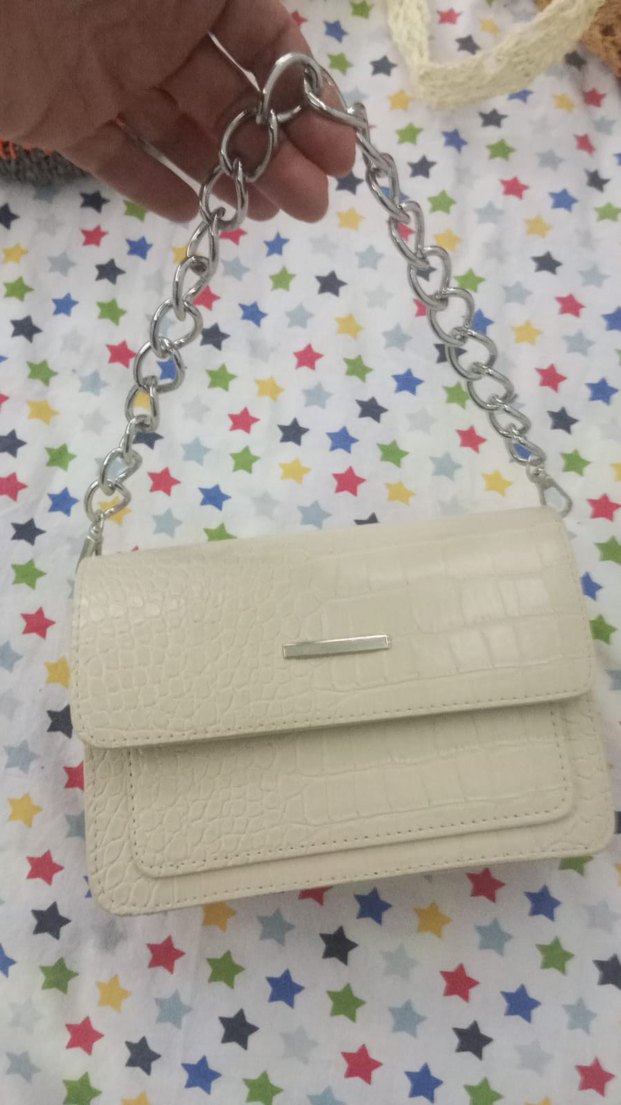 Krem Deri Kadın Çanta Fermuarlı - Görsel 4