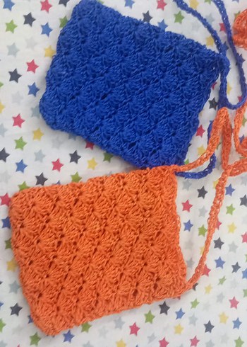 Nakışlı Renkli omuz  çantası mavi ve Turuncu - Görsel 2